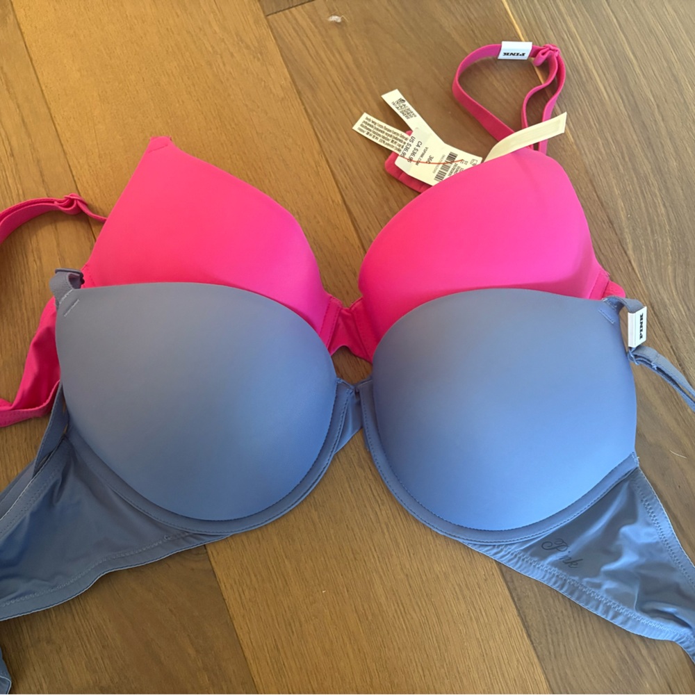 NWT lot of 2 Victorias Secret Pink Wear Everywhere Pushup bras 36C